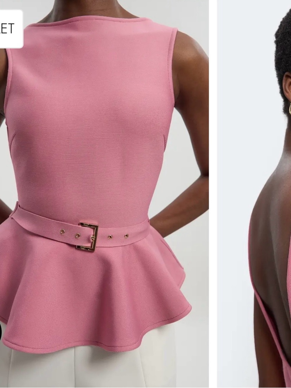 Karen Millen Pink Asymmetrical Peplum Top with Belt